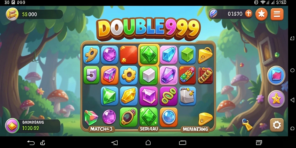 Tampilan screenshot DOUBLE999 dengan gameplay Match-3 yang menarik.