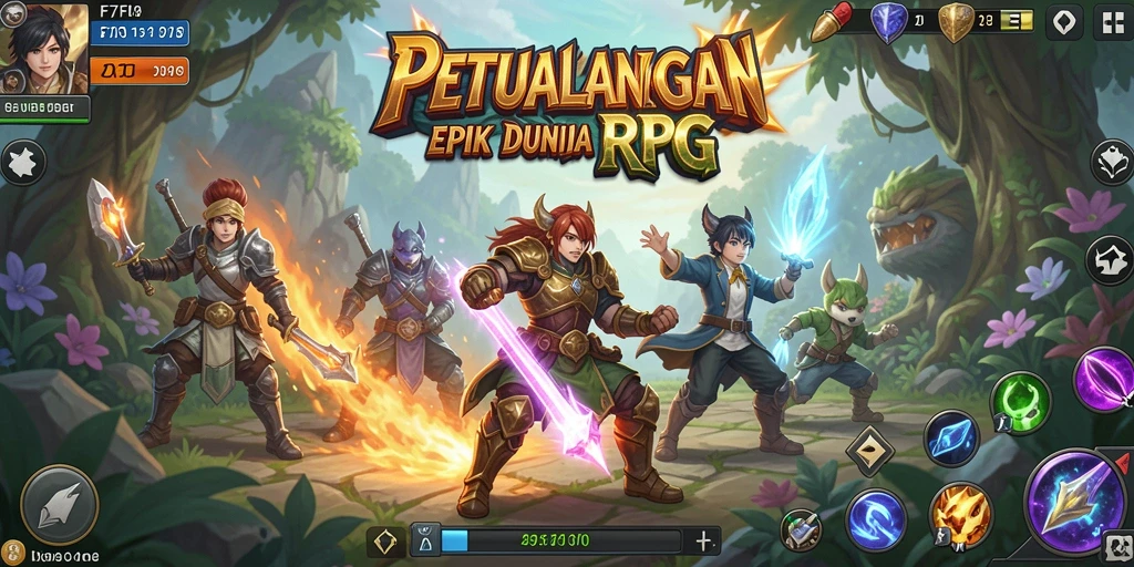 Screenshot F7F7 menampilkan aksi petualangan RPG yang menegangkan.