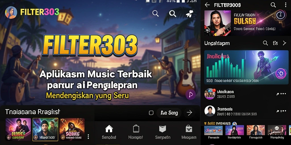 Tampilan gameplay FILTER303 yang menarik saat mendengarkan musik.