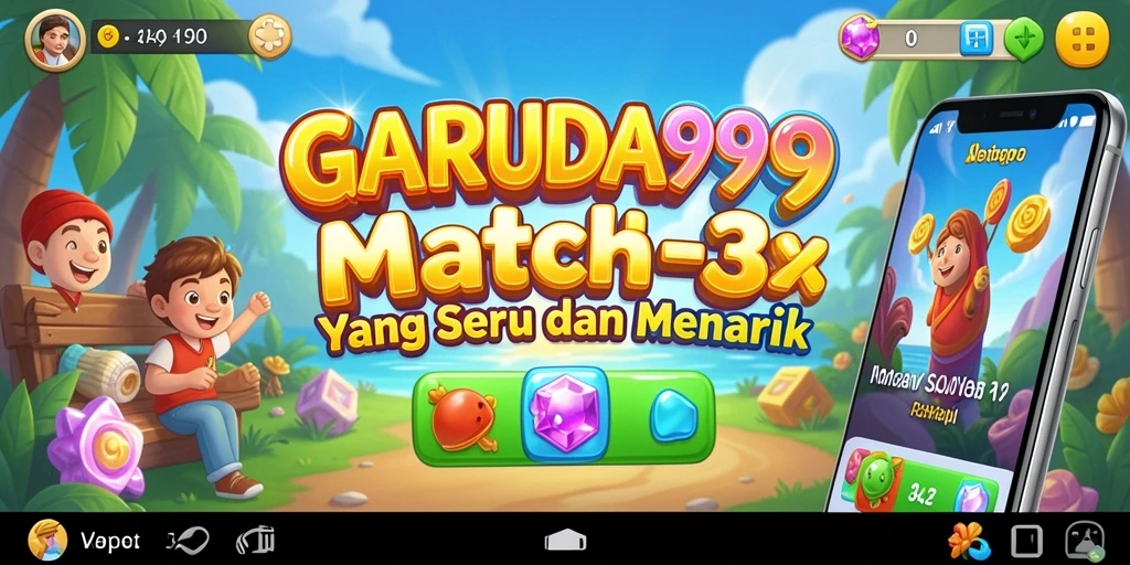 Screenshot permainan GARUDA999 yang menunjukkan gameplay Match-3 yang menarik.