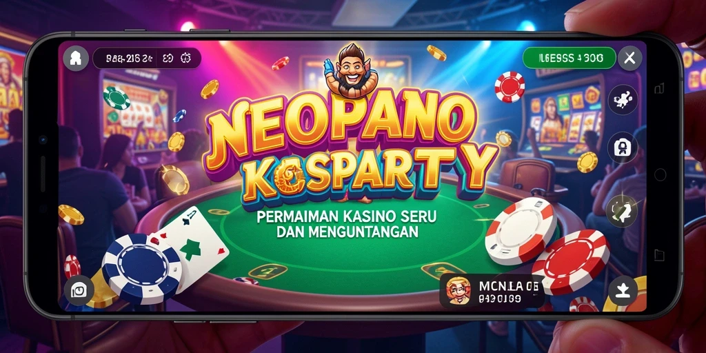 Screenshot gameplay NEOPARTY menampilkan suasana kasino yang mengasyikkan.