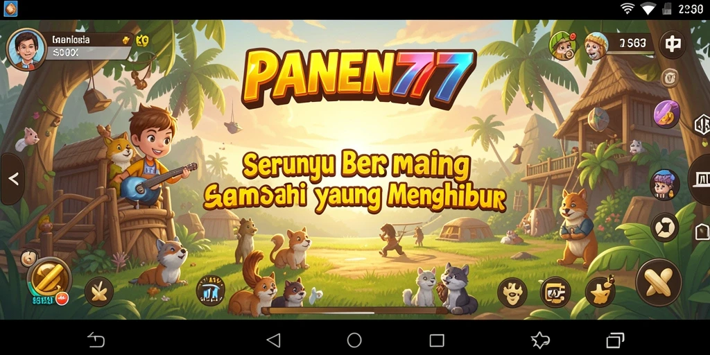 Screenshot utama PANEN77 menampilkan gameplay seru dan penuh warna.