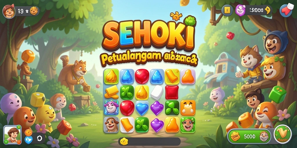 Gameplay SEHOKI yang menarik dengan tantangan mencocokkan permata.