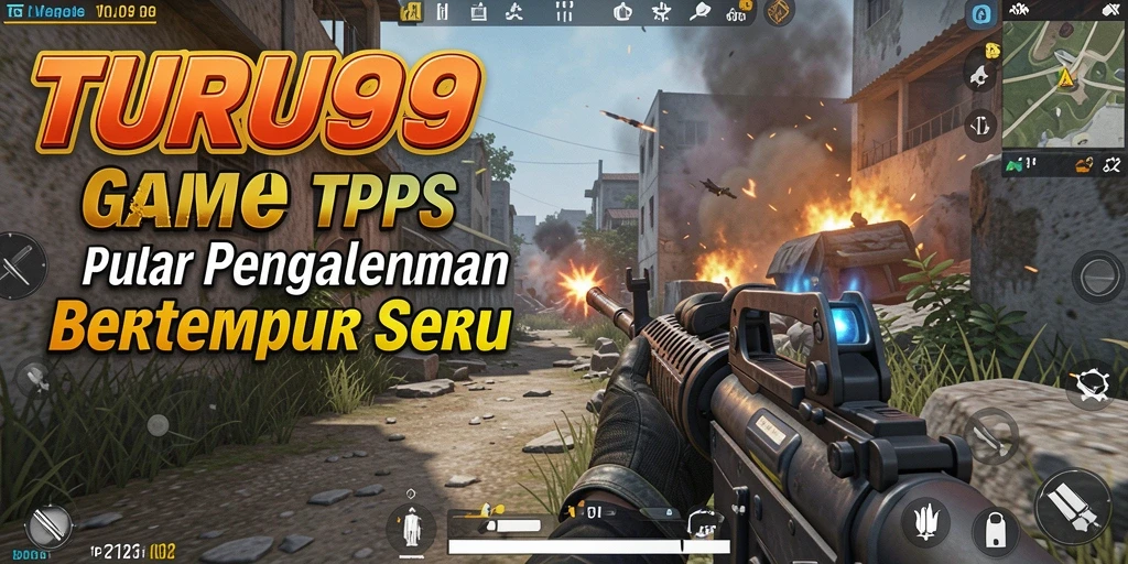 Screenshot TURU99 menampilkan aksi tembak-menembak yang intens.