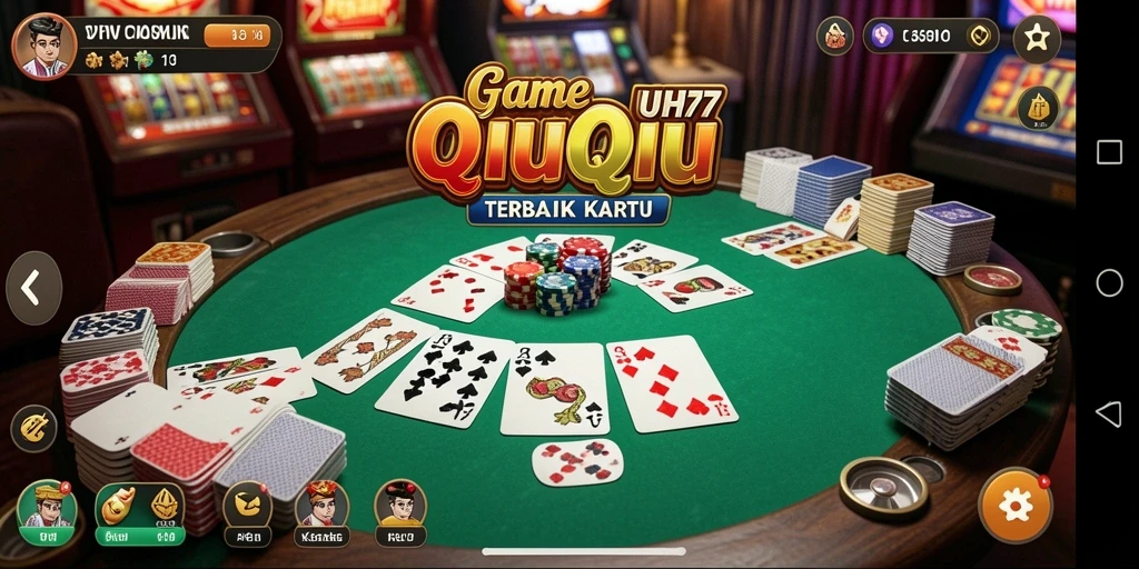 Screenshot UH77 menampilkan gameplay QiuQiu yang menegangkan dan interaktif.