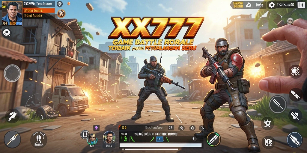 Screenshot utama XXX777 menampilkan aksi seru dalam pertempuran Battle Royale.